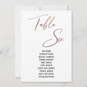 Rose Gold Handwriting Table Sechs Sitzplakette