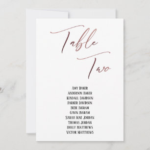 Rose Gold Handwriting Table Zwei Sitze Chart