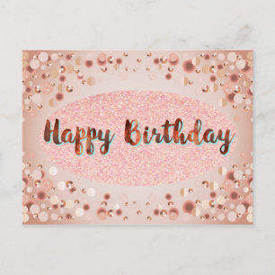 Rose Gold Happy Geburtstag Glitzer Postkarte