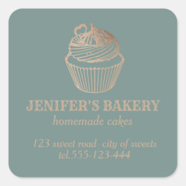 Rose Gold, hausgemachte Kuchen und Süßigkeiten Quadratischer Aufkleber