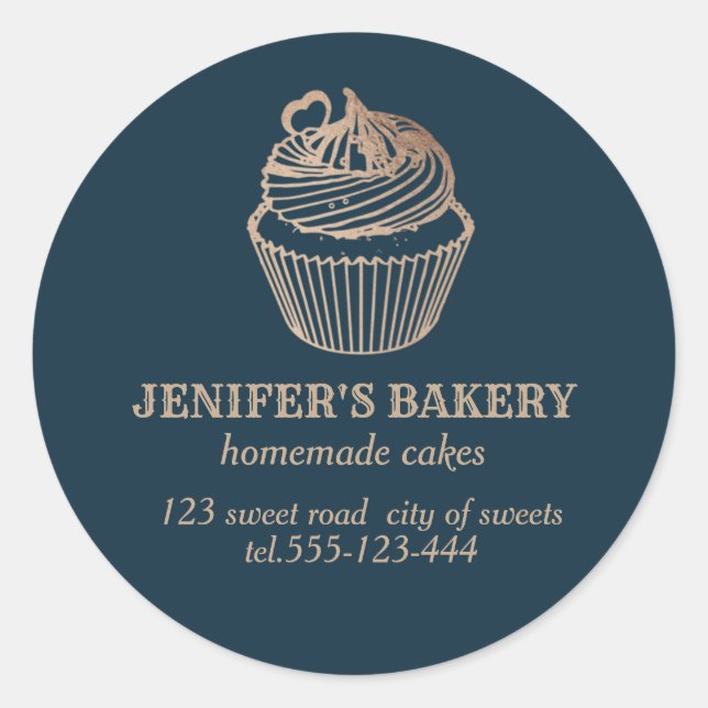 Rose Gold, hausgemachte Kuchen und Süßigkeiten Runder Aufkleber (Vorderseite)