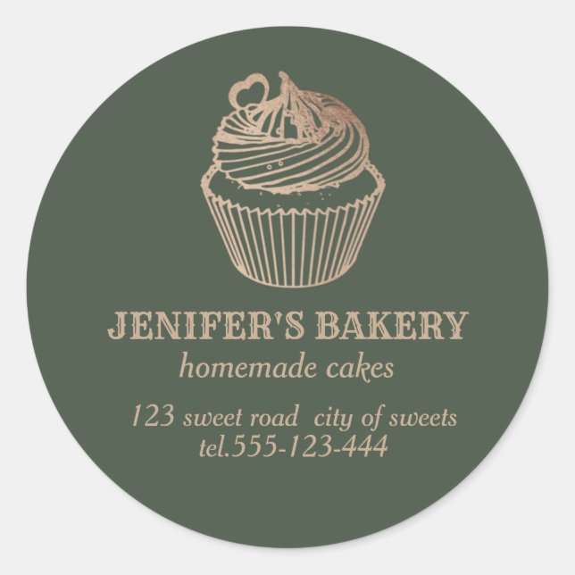 Rose Gold, hausgemachte Kuchen und Süßigkeiten Runder Aufkleber (Vorderseite)