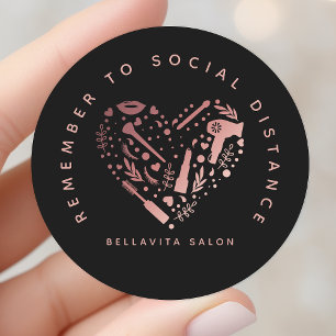 Rose Gold Heart Salon Denken Sie daran, sozialen A Runder Aufkleber