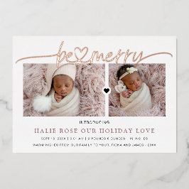 Rose Gold Heart verbunden sein Merry Fotos Folien Feiertagskarte