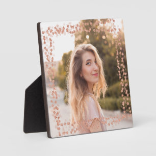 Rose Gold Hearts Border Foto Fotoplatte