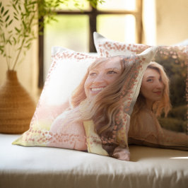 Rose Gold Hearts Border Foto Kissen