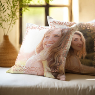Rose Gold Hearts Border Foto Kissen