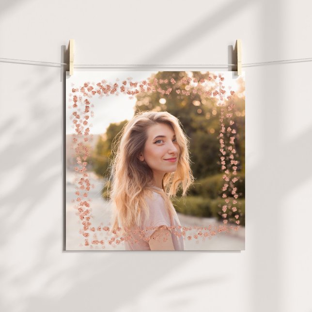 Rose Gold Hearts Border Foto Poster (Rose Gold Hearts Border Photo Poster)