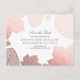 Rose Gold Herbstlaub Elegant Save the Date Ankündigungspostkarte