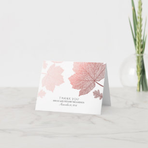 Rose Gold Herbstlaubs Hochzeit Vielen Dank Dankeskarte