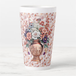 Rose Gold Herzen und Blume Große Latte Tasse