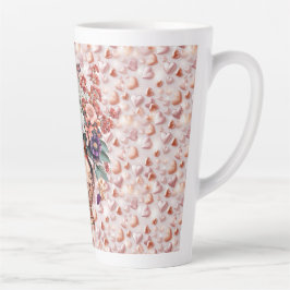 Rose Gold Herzen und Blume Große Latte Tasse