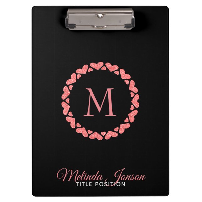 Rose Gold Herzkreis Klemmbrett (Vorderseite)