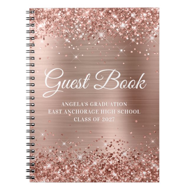 Rose Gold High School Abschluss Guestbook Notizblock (Vorderseite)
