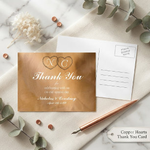 Rose-Gold-Hochzeit-Danke-Spitzen-Herz-Postkarte Postkarte