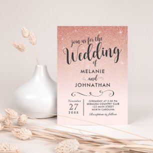 Rose Gold Hochzeit Einladung, Ombre Pink Einladung