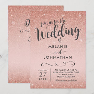 Rose Gold Hochzeit Einladung, Rosa Einladung