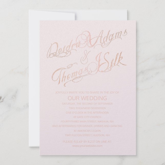 Rose Gold Hochzeit Einladungen (Rückseite)