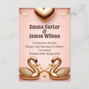 🌺Rose Gold Hochzeit Mit Weißen Schwänen 💐 Begleitkarte