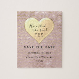 Rose Gold Hochzeit speichern das Datum Puzzle