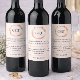 Rose Gold Hochzeit Wein Etikett Elegantes Paar
