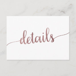 Rose Gold-Hochzeitdetails Beipackkarte Begleitkarte