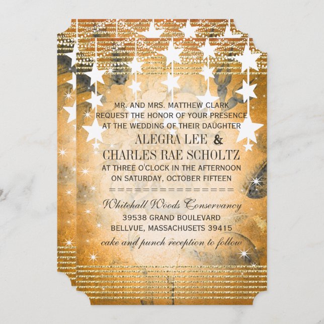 Rose Gold Hochzeitskarte unter den Sternen Einladung (Vorne/Hinten)