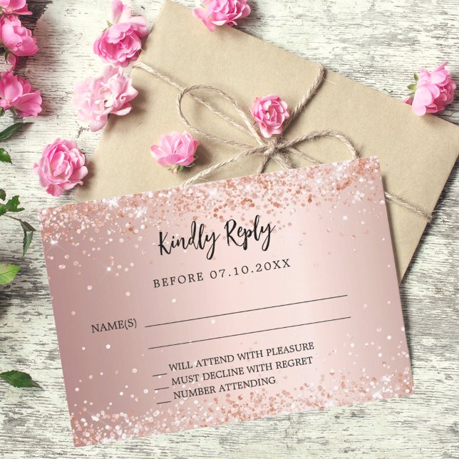Rose Gold Hochzeitsreaktion UAWG RSVP Karte (Von Creator hochgeladen)