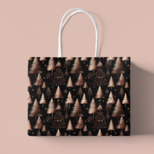 Rose Gold Holiday Metallische Bäume Große Geschenktüte
