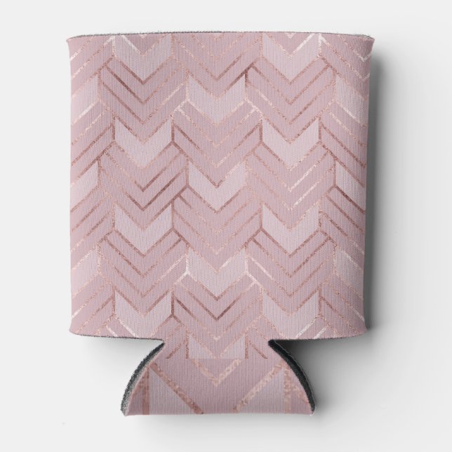 Rose Gold Hört Glitzer Muster. Dosenkühler (Vorderseite)