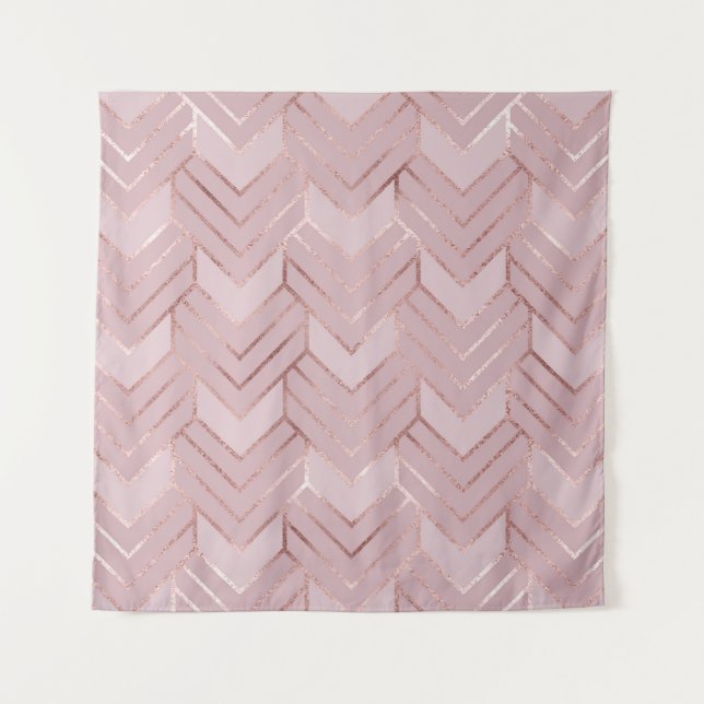 Rose Gold Hört Glitzer Muster. Wandteppich (Vorderseite)