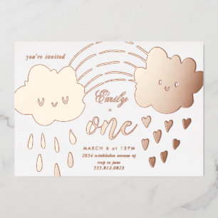 Rose Gold hört über den Rainbow Birthday Foil Folieneinladung