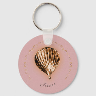 Rose Gold Hot Air Balloon with Name and Scrolls  Schlüsselanhänger