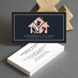 Rose Gold House Clearing Services Business Card Visitenkarte