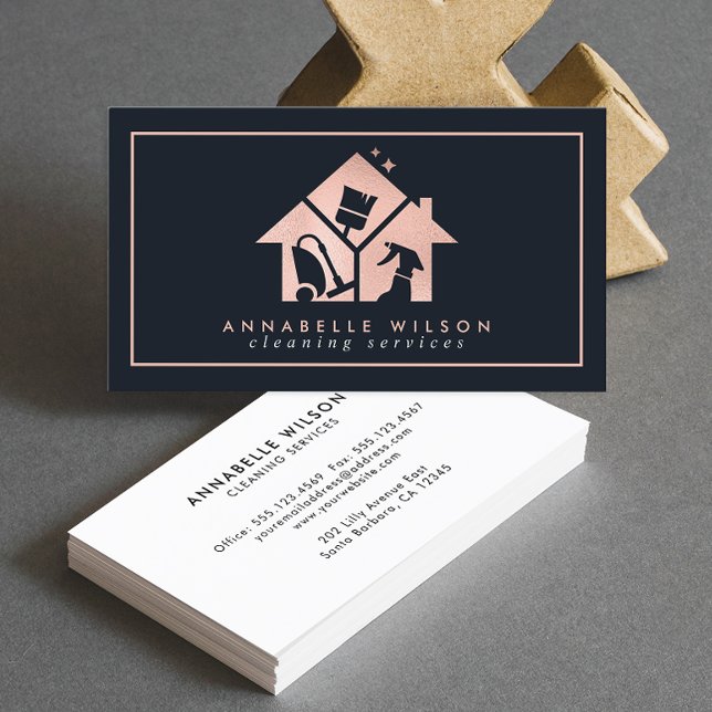 Rose Gold House Clearing Services Business Card Visitenkarte (Von Creator hochgeladen)