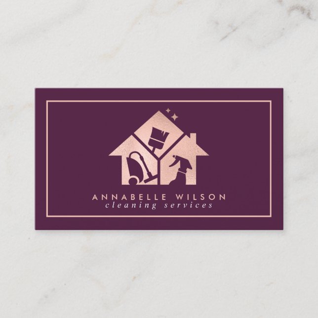 Rose Gold House Reinigungsdienste Visitenkarte (Vorderseite)