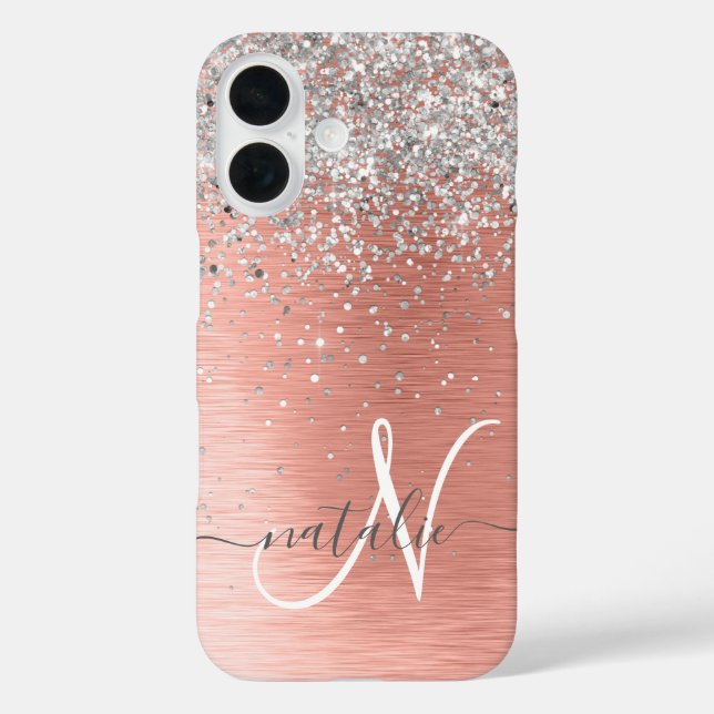Rose Gold Hübsch Girl Silver Glitzer Funkelnd Case-Mate iPhone Hülle (Rückseite)