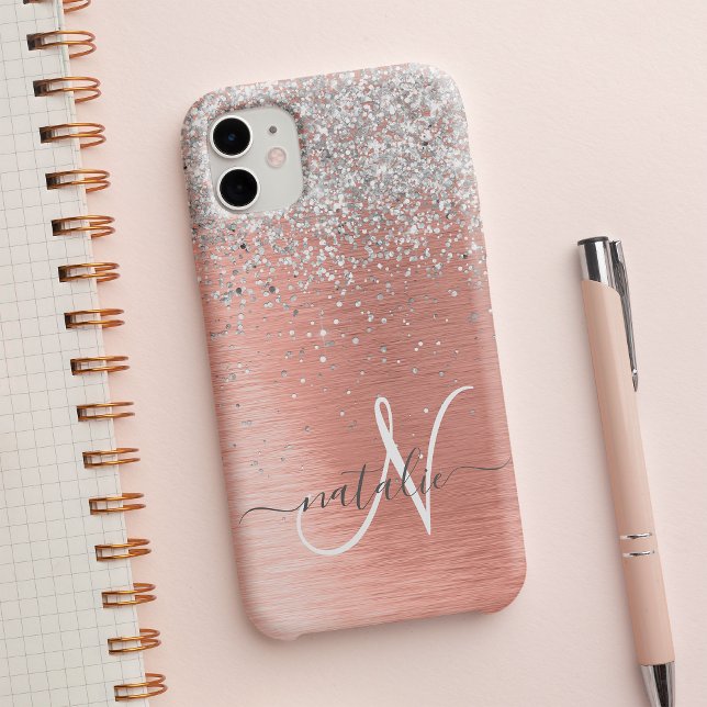 Rose Gold Hübsch Girl Silver Glitzer Funkelnd Case-Mate iPhone Hülle (Von Creator hochgeladen)