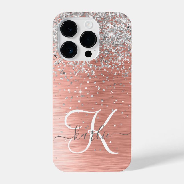 Rose Gold Hübsch Girl Silver Glitzer Funkelnd iPhone Hülle (Rückseite)