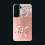 Rose Gold Hübsch Girl Silver Glitzer Funkelnd Samsung Galaxy Hülle<br><div class="desc">Dieses schicke Gehäuse mit hübschem silberglänzenden Glitzer auf einer Rose mit goldgelb gebürstetem metallischem Hintergrund ist einfach zu personalisieren.</div>