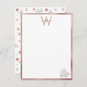 Rose Gold Ice Skate Rosa Skaten Kinder Mitteilungskarte