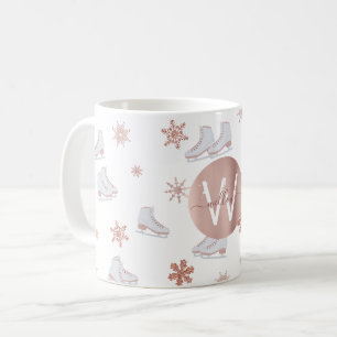 Rose Gold Ice Skate Rosa Skaten Monogram Kaffeetasse