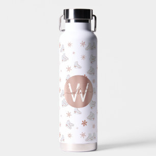 Rose Gold Ice Skate Rosa Skaten Monogram Trinkflasche