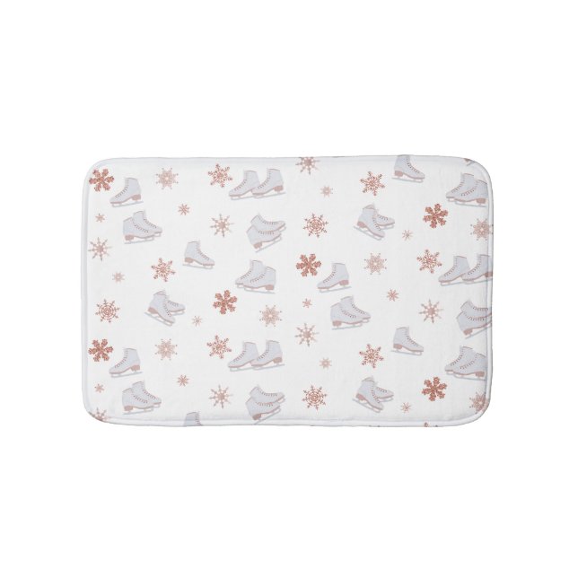 Rose Gold Ice Skate Rosa Skaten-Muster Badematte (Vorderseite)