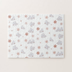 Rose Gold Ice Skate Rosa Skaten-Muster Puzzle