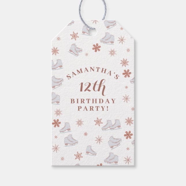 Rose Gold Ice Skates Blush Pink Skating Birthday Geschenkanhänger (Vorderseite)