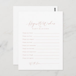 Rose Gold Idyllic Baby Shower Hopps & Wish Card Postkarte