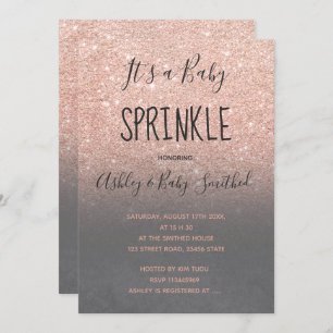 Rose Gold Imitat Glitzer graues Ober Babysprinkett Einladung