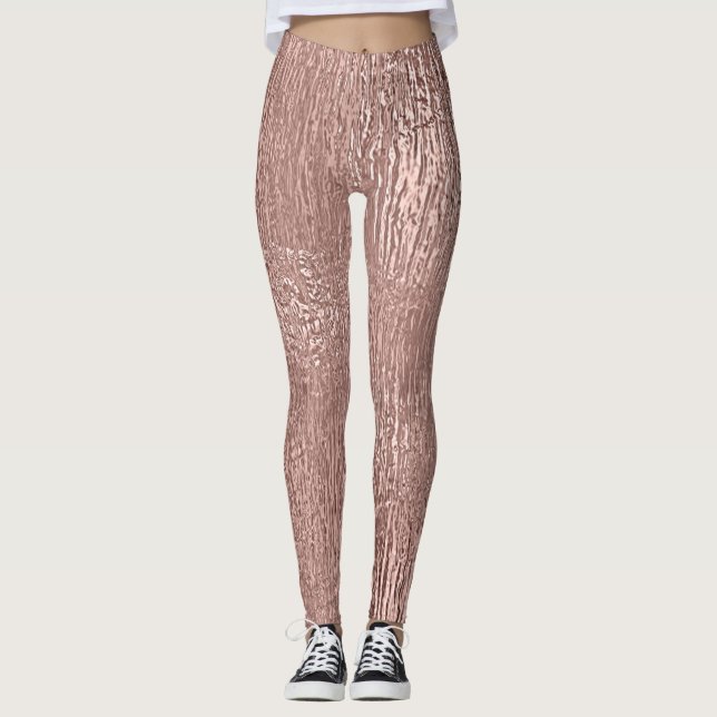 Rose Gold Imitat Metallic Streaked Leggings (Vorderseite)