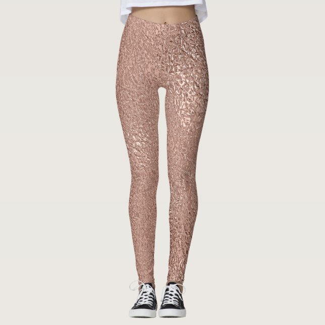 Rose Gold Imitat Metallisch Leggings (Vorderseite)